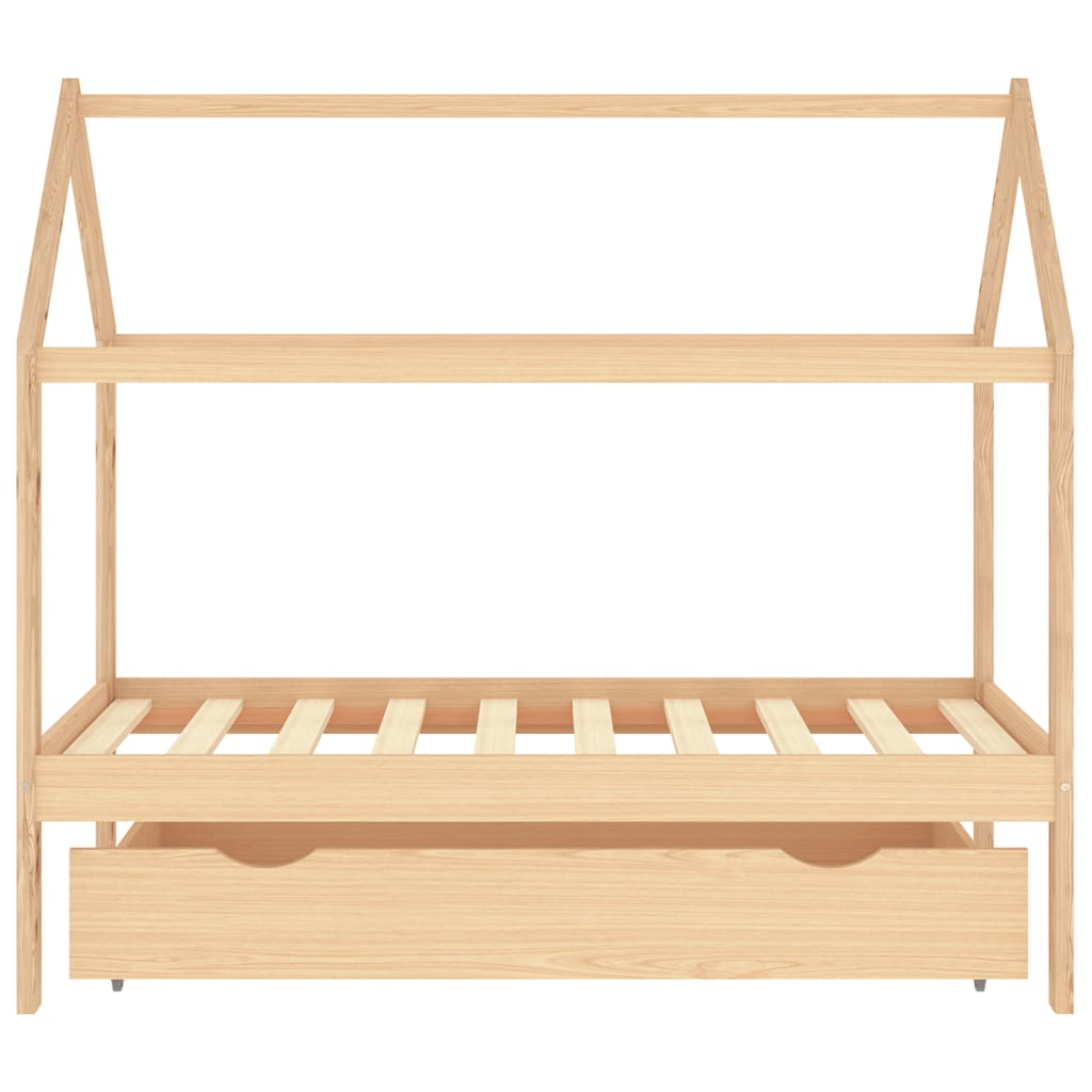 Kinderbedframe met lade massief grenenhout 80x160 cm