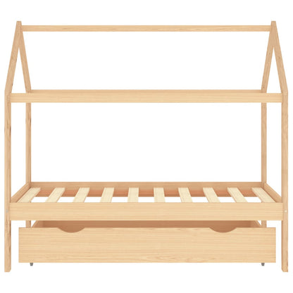 Kinderbedframe met lade massief grenenhout 80x160 cm