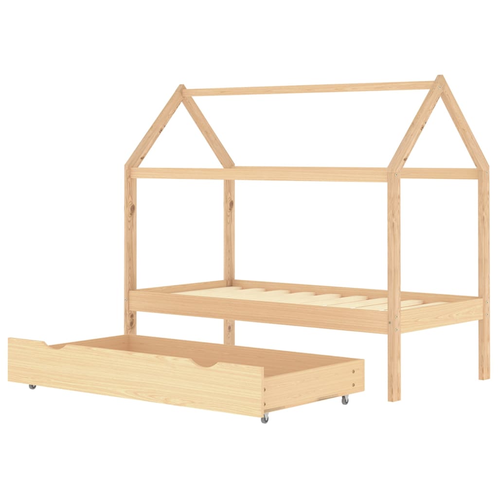 Kinderbedframe met lade massief grenenhout 80x160 cm