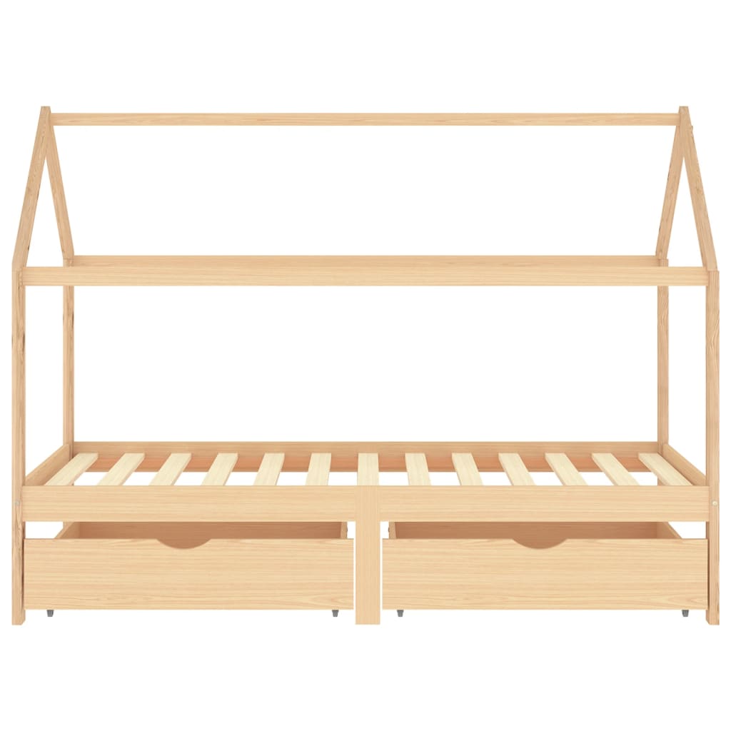 Kinderbedframe met lades massief grenenhout 90x200 cm