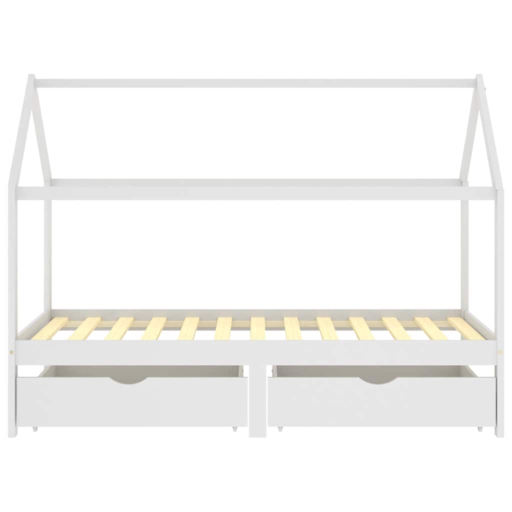 Kinderbedframe met lades massief grenenhout 90x200 cm wit