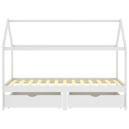 Kinderbedframe met lades massief grenenhout 90x200 cm wit