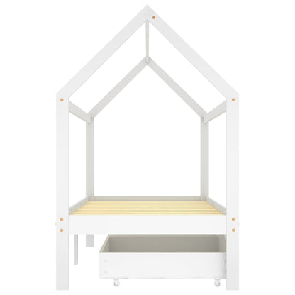 Kinderbedframe met lades massief grenenhout 90x200 cm wit