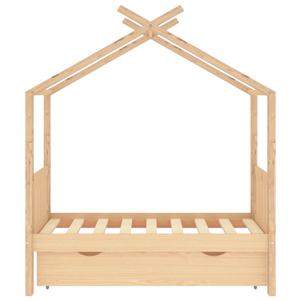 Kinderbedframe met lade massief grenenhout 70x140 cm