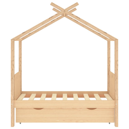 Kinderbedframe met lade massief grenenhout 70x140 cm