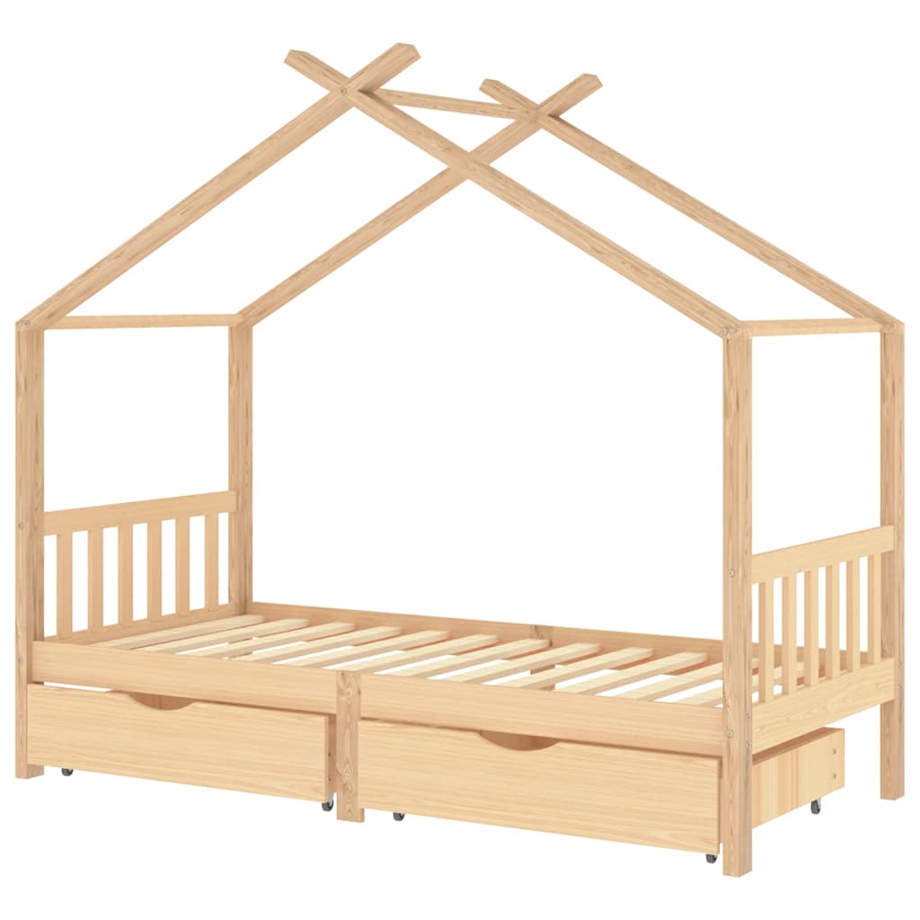 Kinderbedframe met lades massief grenenhout 90x200 cm