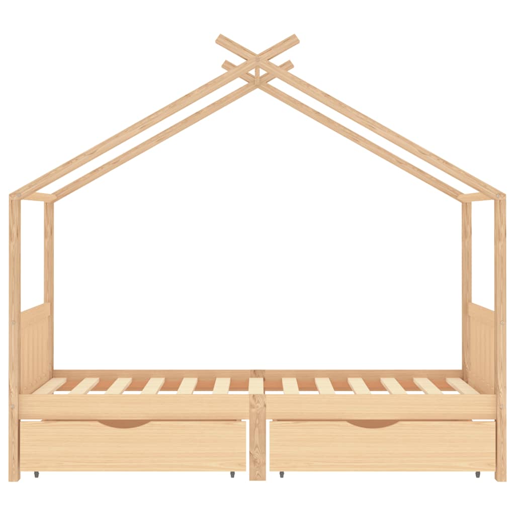 Kinderbedframe met lades massief grenenhout 90x200 cm