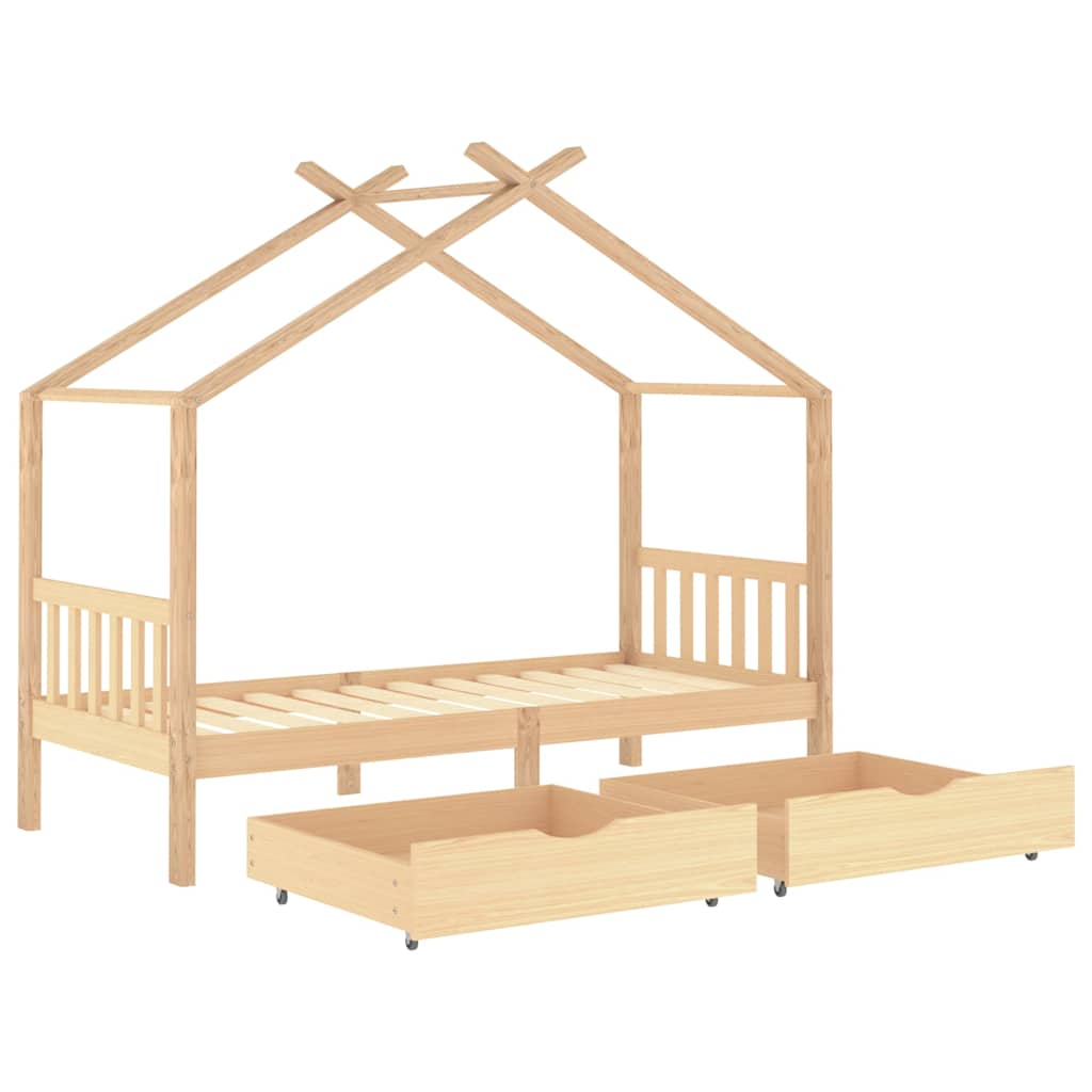 Kinderbedframe met lades massief grenenhout 90x200 cm
