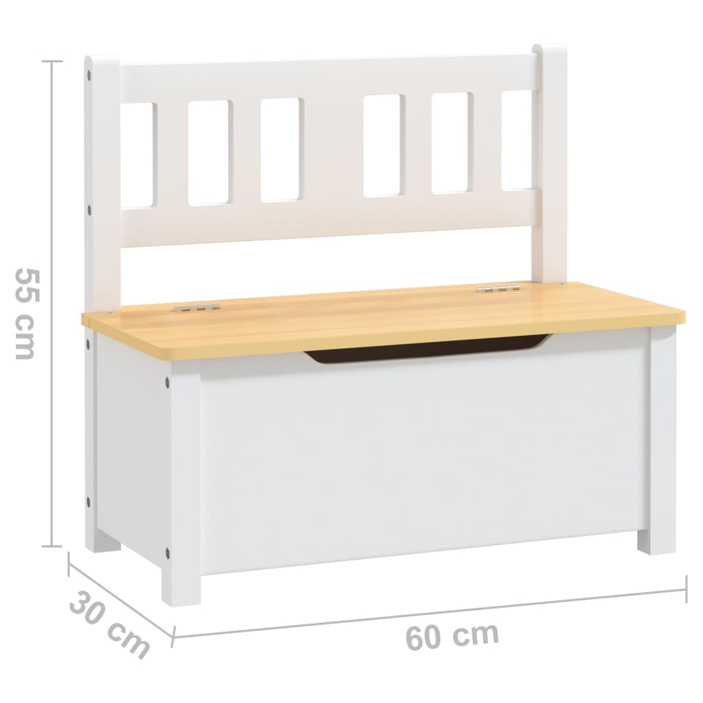 Kinderopbergbankje 60x30x55 cm MDF wit en beige