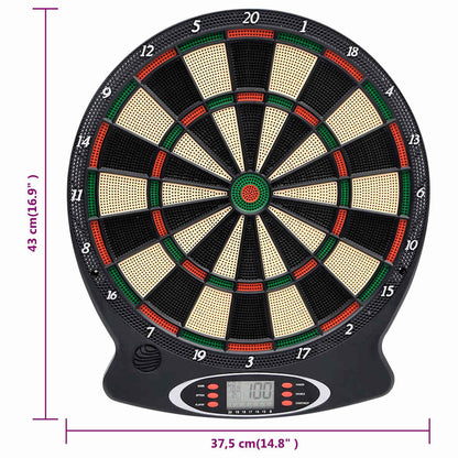 Dartbord elektrisch met darts polypropeen zwart