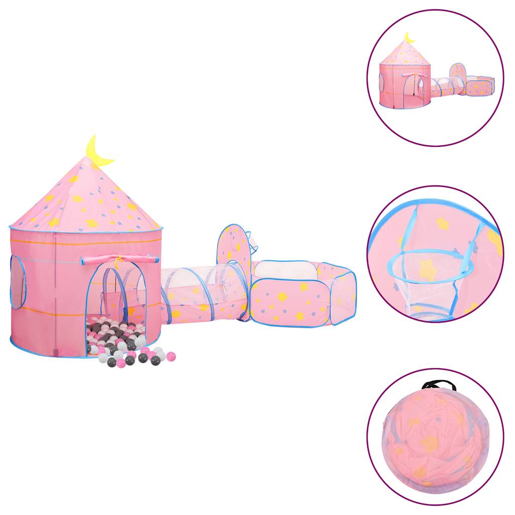 Kinderspeeltent met 250 ballen 301x120x128 cm roze