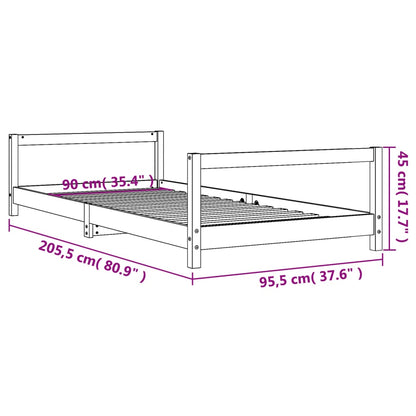 Kinderbedframe 90x200 cm massief grenenhout zwart