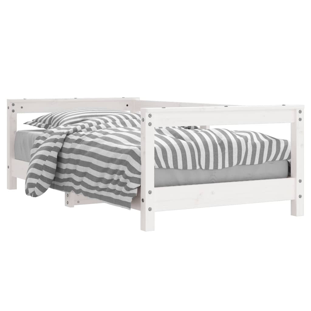 Kinderbedframe 70x140 cm massief grenenhout wit