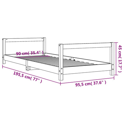 Kinderbedframe 90x190 cm massief grenenhout wit