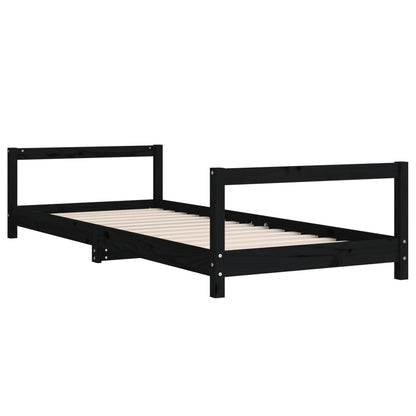 Kinderbedframe 90x190 cm massief grenenhout zwart