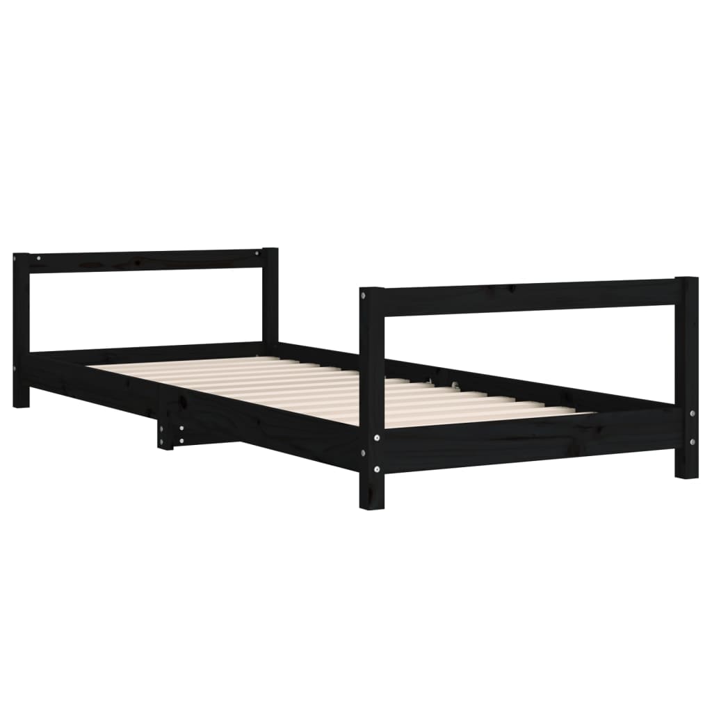 Kinderbedframe 90x190 cm massief grenenhout zwart