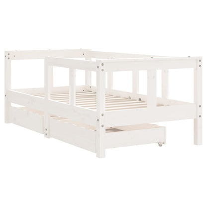 Kinderbedframe met lades 70x140 cm massief grenenhout wit
