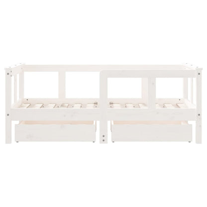 Kinderbedframe met lades 70x140 cm massief grenenhout wit