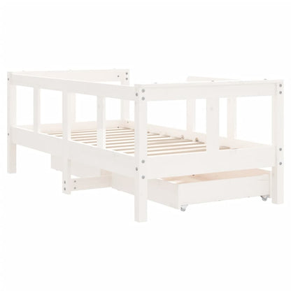 Kinderbedframe met lades 70x140 cm massief grenenhout wit