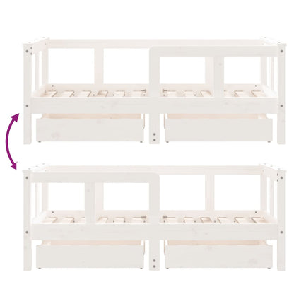 Kinderbedframe met lades 70x140 cm massief grenenhout wit