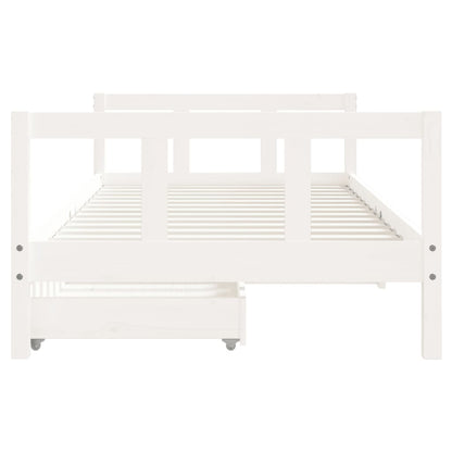 Kinderbedframe met lades 90x190 cm massief grenenhout wit