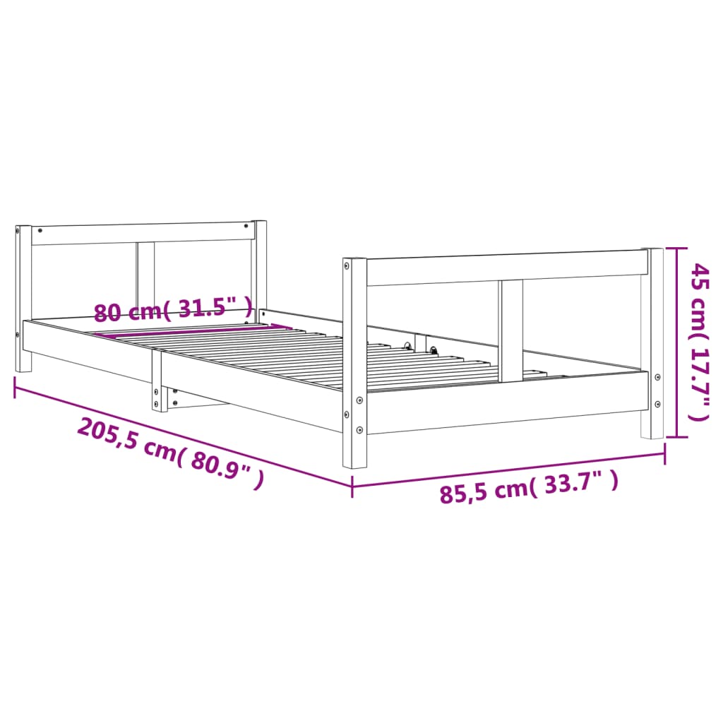 Kinderbedframe 80x200 cm massief grenenhout