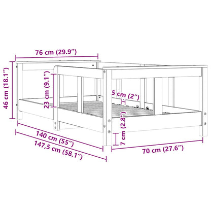 Kinderbedframe 70x140 cm massief grenenhout