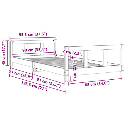 Kinderbedframe 90x190 cm massief grenenhout