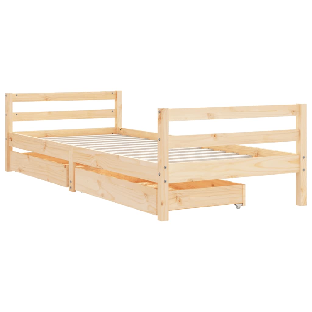 Kinderbedframe met lades 90x200 cm massief grenenhout
