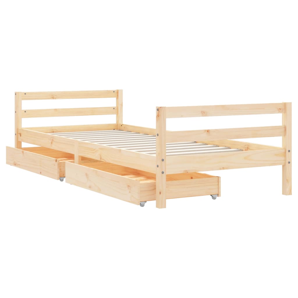 Kinderbedframe met lades 90x200 cm massief grenenhout