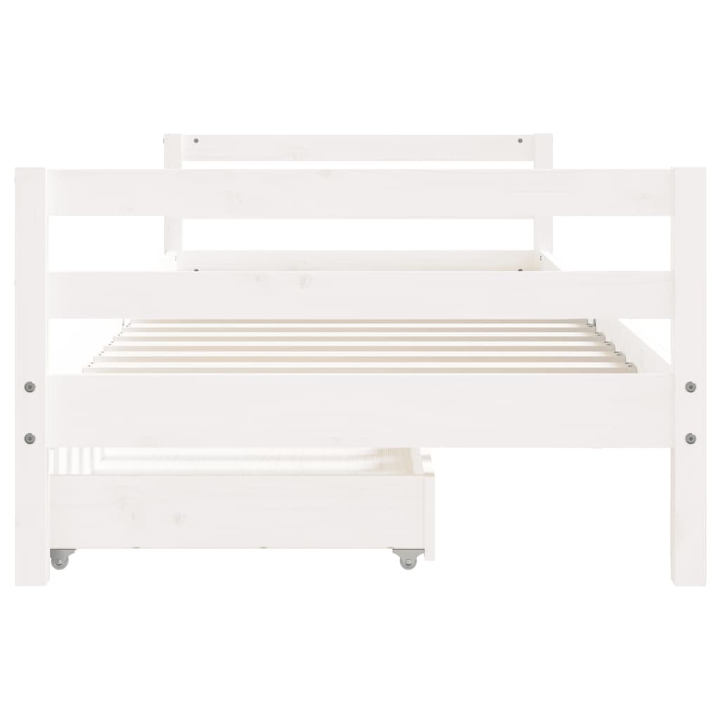 Kinderbedframe met lades 90x190 cm massief grenenhout wit