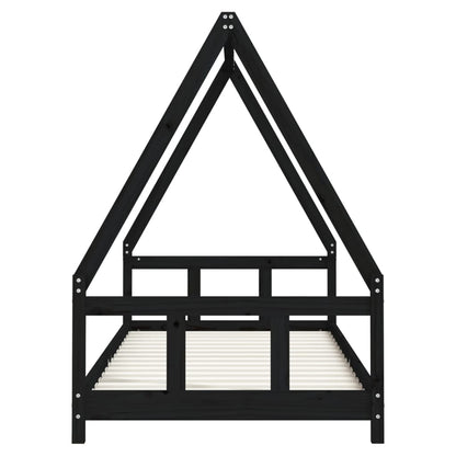 Kinderbedframe 90x200 cm massief grenenhout zwart