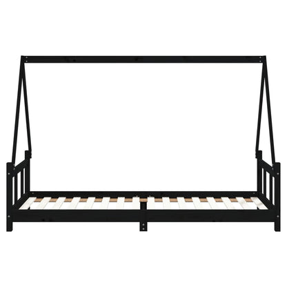Kinderbedframe 90x200 cm massief grenenhout zwart