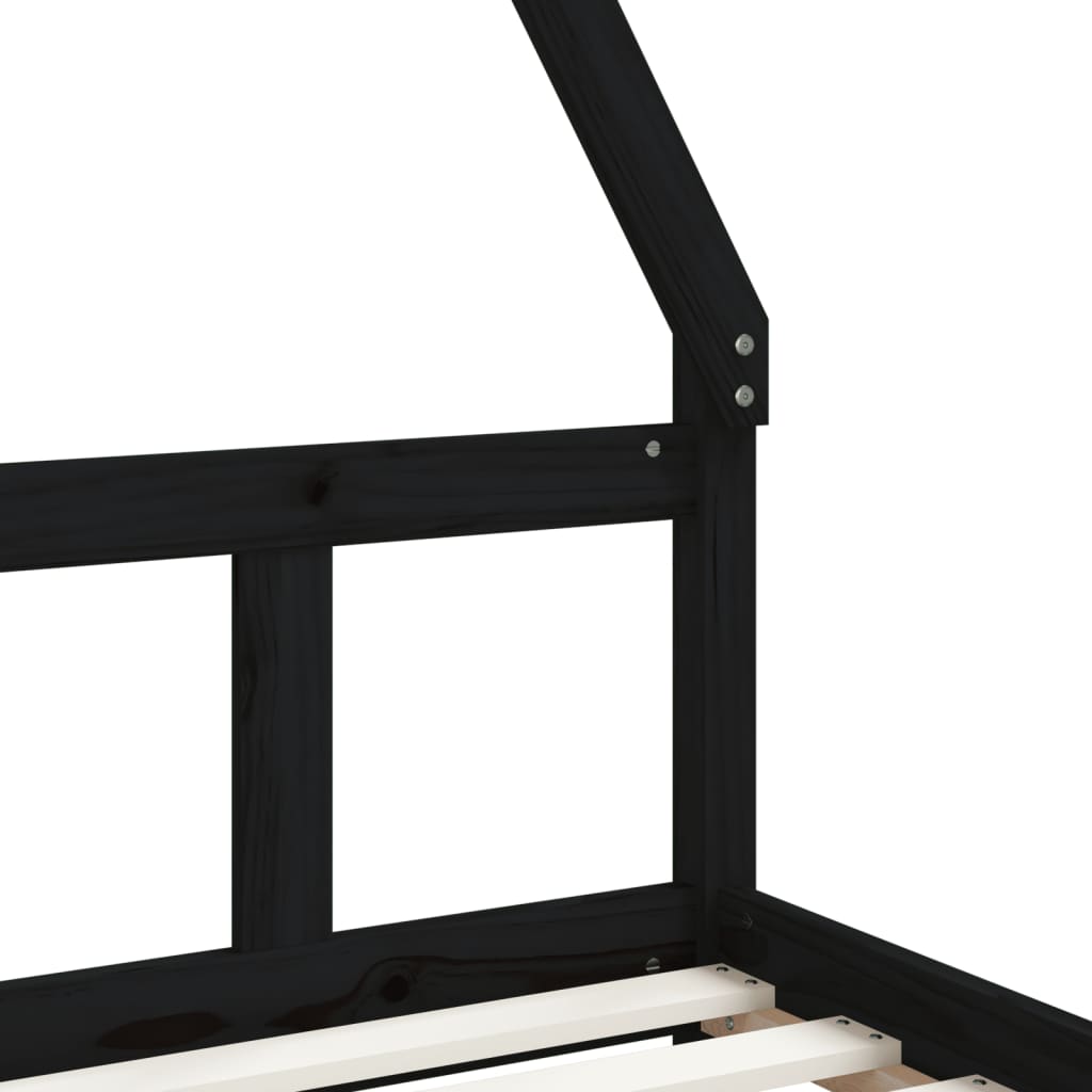 Kinderbedframe 90x200 cm massief grenenhout zwart