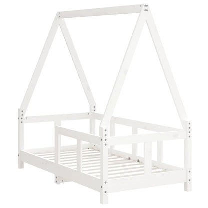 Kinderbedframe 70x140 cm massief grenenhout wit