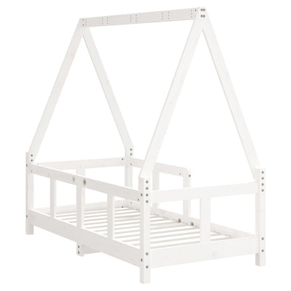 Kinderbedframe 70x140 cm massief grenenhout wit