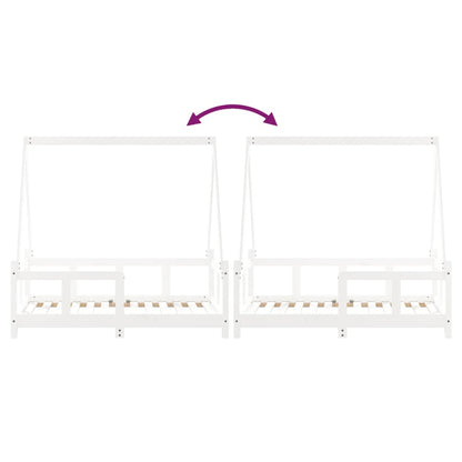 Kinderbedframe 70x140 cm massief grenenhout wit