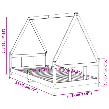 Kinderbedframe 90x190 cm massief grenenhout wit