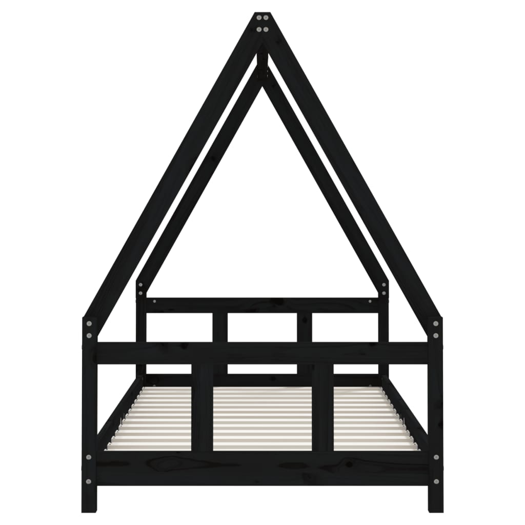 Kinderbedframe 90x190 cm massief grenenhout zwart