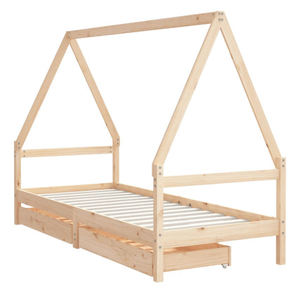Kinderbedframe met lades 80x200 cm massief grenenhout