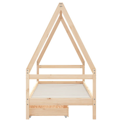 Kinderbedframe met lades 80x200 cm massief grenenhout