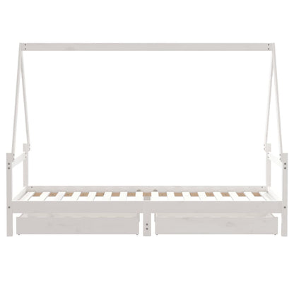 Kinderbedframe met lades 80x200 cm massief grenenhout wit