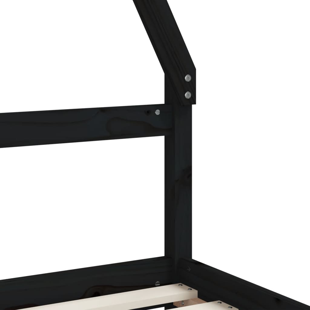 Kinderbedframe 80x200 cm massief grenenhout zwart