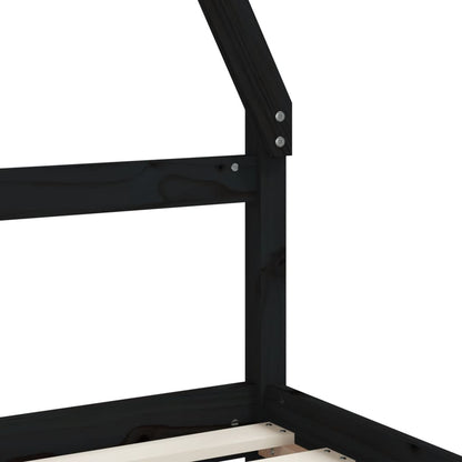 Kinderbedframe 80x200 cm massief grenenhout zwart