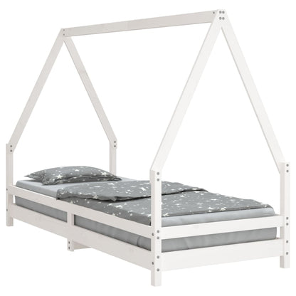 Kinderbedframe 90x200 cm massief grenenhout wit