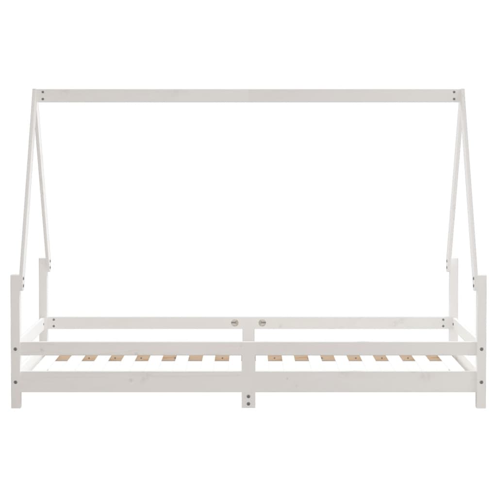 Kinderbedframe 90x200 cm massief grenenhout wit