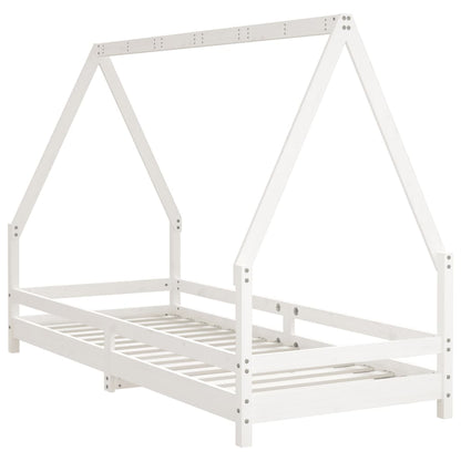 Kinderbedframe 90x200 cm massief grenenhout wit