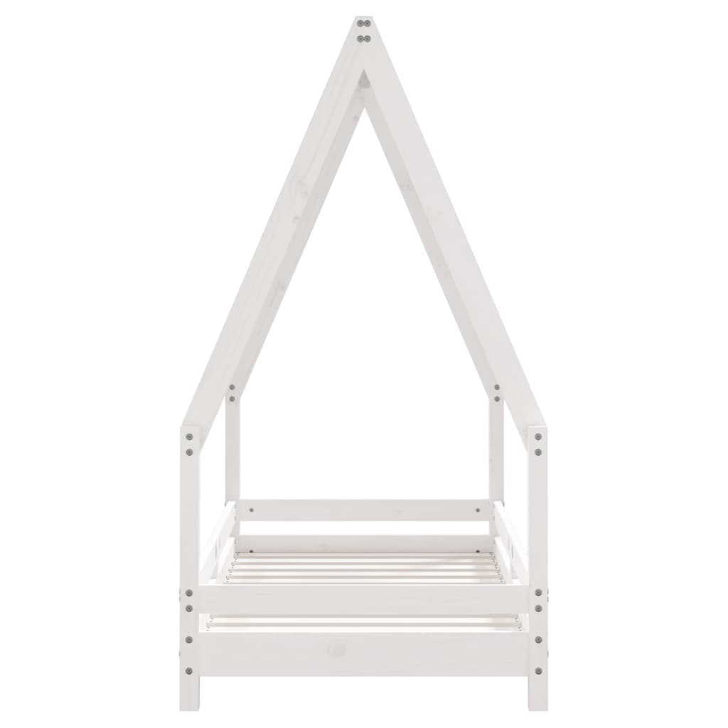 Kinderbedframe 70x140 cm massief grenenhout wit