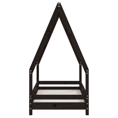 Kinderbedframe 70x140 cm massief grenenhout zwart