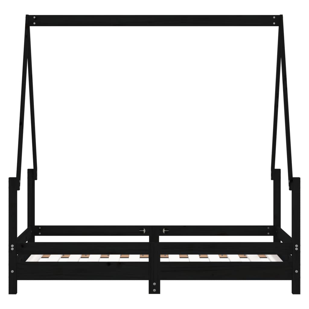 Kinderbedframe 70x140 cm massief grenenhout zwart
